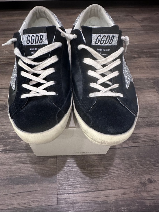 Golden Goose Shoes - Golden Goose Black Suede Sneakers with Silver Glitter Detail